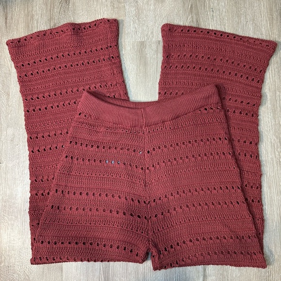 Boohoo Pants - 💕Boohoo Rustic Brown Crochet Flare Pants Size 12